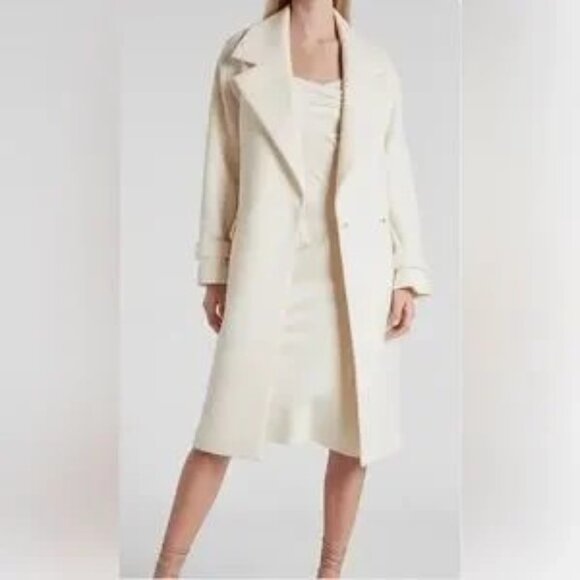 Express Belted Wrap Front Coat, Swan (Ivory-Off-White), Large(NWT) - Picture 3 of 16